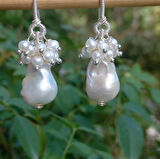 2458 Barok ve kum İnci gümüş aparatlı el yapımı küpe