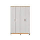 Ücretsiz Montaj - 100% MDF Nevada 4 Kapaklı Beyaz Gardırop - MDF Dolap - Elbise Dolabı