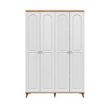 Ücretsiz Montaj - 100% MDF Bohem 4 Kapaklı Beyaz Gardırop - MDF Dolap - Elbise Dolabı