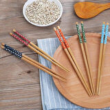 5 Li Set Ahşap Çin Çubuğu Chopstick Yıkanabilir ve Kullanılabilir 5 Çift