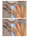 5 li Set Bambu Çin Çubuğu Chopstick Yıkanabilir ve Kullanılabilir 10 Çift 20 Çubuk