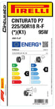 225/50R18 95W R-F * K1 Cınturato P7 C-B-69 Yaz Suv Lastiği (Üretim Yılı:2025)