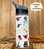 Kişiye Özel İsimli Erkek Çocuk Korsan Pipetli Suluk Matara 650 ml