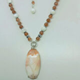 2468 Scolocite Güneş taşı Sedef Hematit el yapımı kolye üç