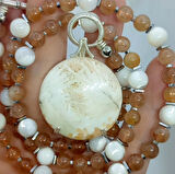 2469 Scolocite Güneş taşı Sedef Hematit el yapımı kolye kız