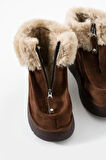 Silva Önden Fermuarlı Kürk Astarlı Kalın Taban Rahat Kadın Bot