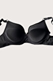 Siyah-Beyaz 2'li Mikro Kumaş Push Up Dolgulu Balenli Günlük Destekli Sütyen