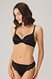 DantelliSabahlık Balenli Destekli Dolgulu Taşlı Sütyen ve String 3'lü Takım