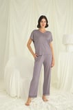 KısaKollu V Yakalı Dantelli Pijama Takımı