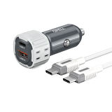 Pell PL-C15 USB-A+ USB-C 38W Turbo Hızlı Araç Şarj Cihazı Type-C to Type-C Kablo