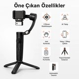 Pell M3 Alpro 3 Eksenli Akıllı AI Takip Özellikli Gimbal Telefon Sabitleyici