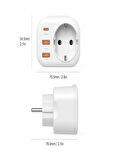 AC-115 2500W 3.4A 2USB 1Type-C 1Soket Akım Korumalı Şarj Adaptörü Priz Çoğaltıcı