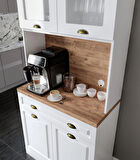 Gözde 2 Kapaklı Kahve Köşesi – 93 cm MDF, LED Aydınlatmalı, Çok Amaçlı Mutfak ve Airfryer Dolabı