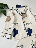 Ayıcıklı %100 pamuklu bebek pijama takımı 
