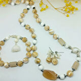 2473 Sedef Mercan Akik düğümlü el yapımı kolye