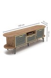 TV Sehpası 160 cm Modern 3 Kapaklı Tv Sehpa Çok Amaçlı Konsol Ünitesi Mira 5030 Antrasit Gold