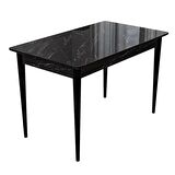 Lois Siyah Mermer Desen 72x112 Mdf Ahşap Ayaklı Kaliteli Sabit Mutfak Masası