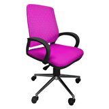 Porziyon Comfy Ofis Büro Öğrenci Çalışma Sandalyesi Krom Ayaklı Pembe