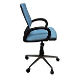 Porziyon Comfy Ofis Büro Öğrenci Çalışma Sandalyesi Krom Ayaklı Turkuaz