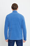 Erkek Indigo Anti-pilling Tüylenme Yapmayan Standart Fit Bato Yaka Soğuk Geçirmez Polar Sweatshirt
