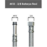 Batarya Bağlantı Hortumu Flexi Uzun Pimli 8 Cm M10*3/8