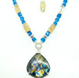 2477 Labradorit  Sitrin Kuvars el yapımı kolye