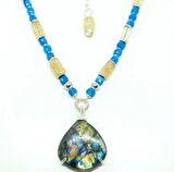 2477 Labradorit  Sitrin Kuvars el yapımı kolye