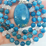 2478 Azurit Apatit Kuvars el yapımı kolye