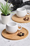 2'li Bambu sunum tabaklı Fincan Takımı Tük kahvesi fincanı