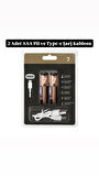 İnce Pil AAA Pil USB Type-C Kablo ile Şarj Edilebilir Lityum 2'li İnce Pil 1.5V AAA / 1200mWh