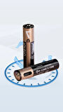 İnce Pil AAA Pil USB Type-C Kablo ile Şarj Edilebilir Lityum 2'li İnce Pil 1.5V AAA / 1200mWh
