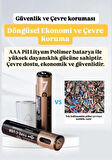 İnce Pil AAA Pil USB Type-C Kablo ile Şarj Edilebilir Lityum 2'li İnce Pil 1.5V AAA / 1200mWh