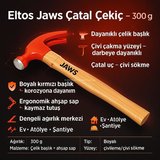 Jaws Çatal Çekiç, 300 Gram, Dayanıklı Çelik Başlık, Ergonomik Ahşap Saplı, Boyalı, Çivileme ve Çivi Sökme İçin Uygun, Ev, Atölye ve Şantiye Kullanımına Uygun El Aleti