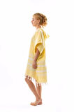 Pamuklu Yetişkin Peştemal Panço Bornoz Plaj Havlusu Sarı