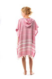 Pamuklu Yetişkin Peştemal Panço Bornoz Plaj Havlusu Pembe