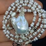 2489 Barok ve kum İnci el yapımı kolye