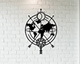 Leylaser Pusula Harita Duvar Tablosu 70x50cm - Ahşap Dekoratif Modern Duvar Süsü Lazer Kesim