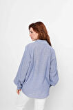 Mavi - Balon Kollu Çizgili Gömlek