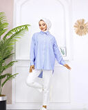 Mavi - Cepli Çizgili Gömlek