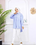 Mavi - Cepli Çizgili Gömlek