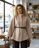 Latte - Kemer Detaylı Kaşe Panço