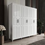 Ücretsiz Montaj - 100% MDF Pana 6 Kapaklı Beyaz Gardırop - MDF Dolap - Elbise Dolabı