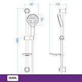 Duxxa Paris 700 Sürgülü Duş Seti Krom D.267.7
