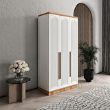 Ücretsiz Montaj - 100% MDF Rosa 3 Kapaklı Beyaz Gardırop - MDF Dolap - Elbise Dolabı