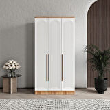 Ücretsiz Montaj - 100% MDF Rosa 3 Kapaklı Beyaz Gardırop - MDF Dolap - Elbise Dolabı
