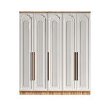 Ücretsiz Montaj - 100% MDF Flora 5 Kapaklı Beyaz Gardırop - MDF Dolap - Elbise Dolabı