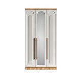 Ücretsiz Montaj - 100% MDF Flora 3 Kapaklı - Aynalı Beyaz Gardırop - MDF Dolap - Elbise Dolabı
