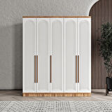 Ücretsiz Montaj - 100% MDF Rosa 5 Kapaklı Beyaz Gardırop - MDF Dolap - Elbise Dolabı