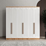 Ücretsiz Montaj - 100% MDF Rosa 6 Kapaklı Beyaz Gardırop - MDF Dolap - Elbise Dolabı