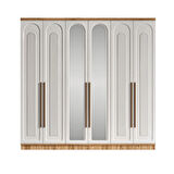 Ücretsiz Montaj - 100% MDF Flora 6 Kapaklı - Aynalı Beyaz Gardırop - MDF Dolap - Elbise Dolabı